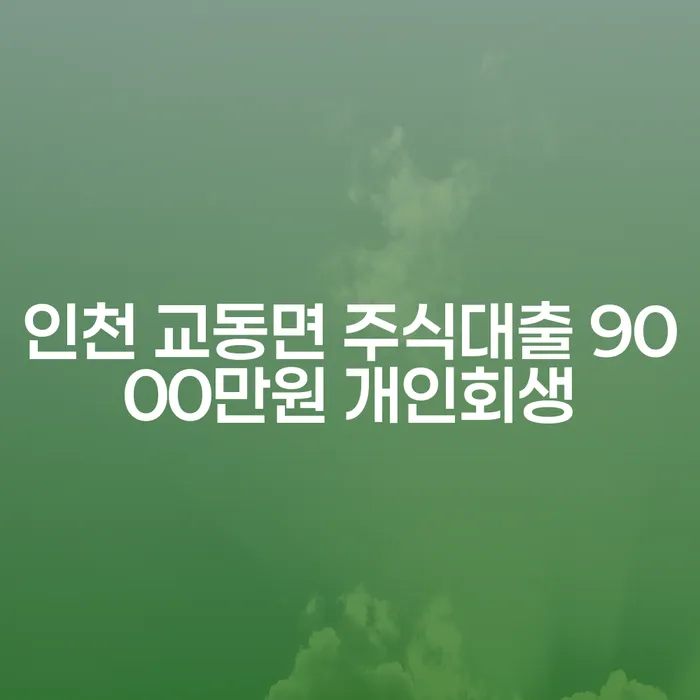 인천 교동면 주식대출 9000만원 개인회생: 최선의 해결책은 무엇일까요?